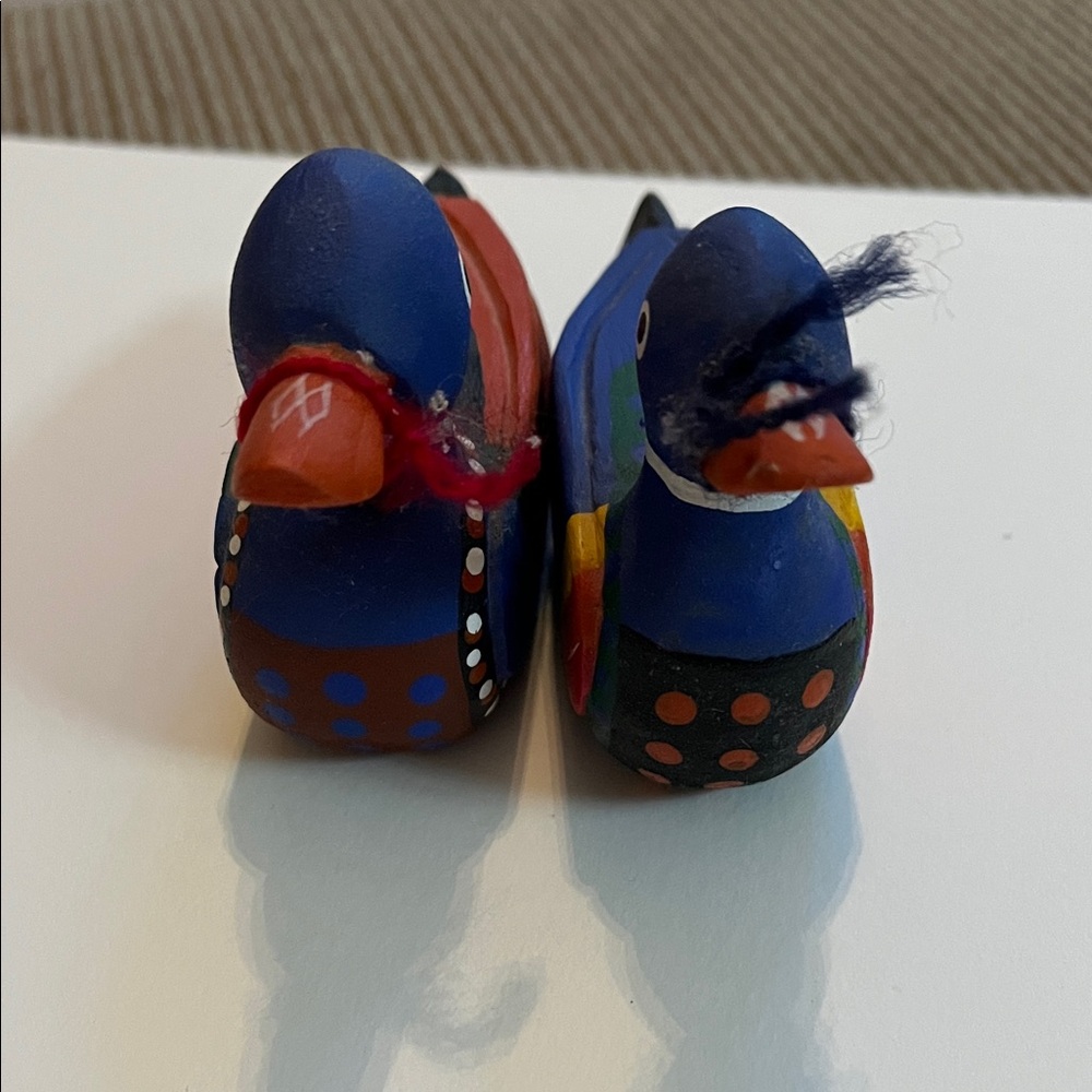 Korean Colorful Wooden Wedding Duck Figurines Handmade - Picture 8 of 10